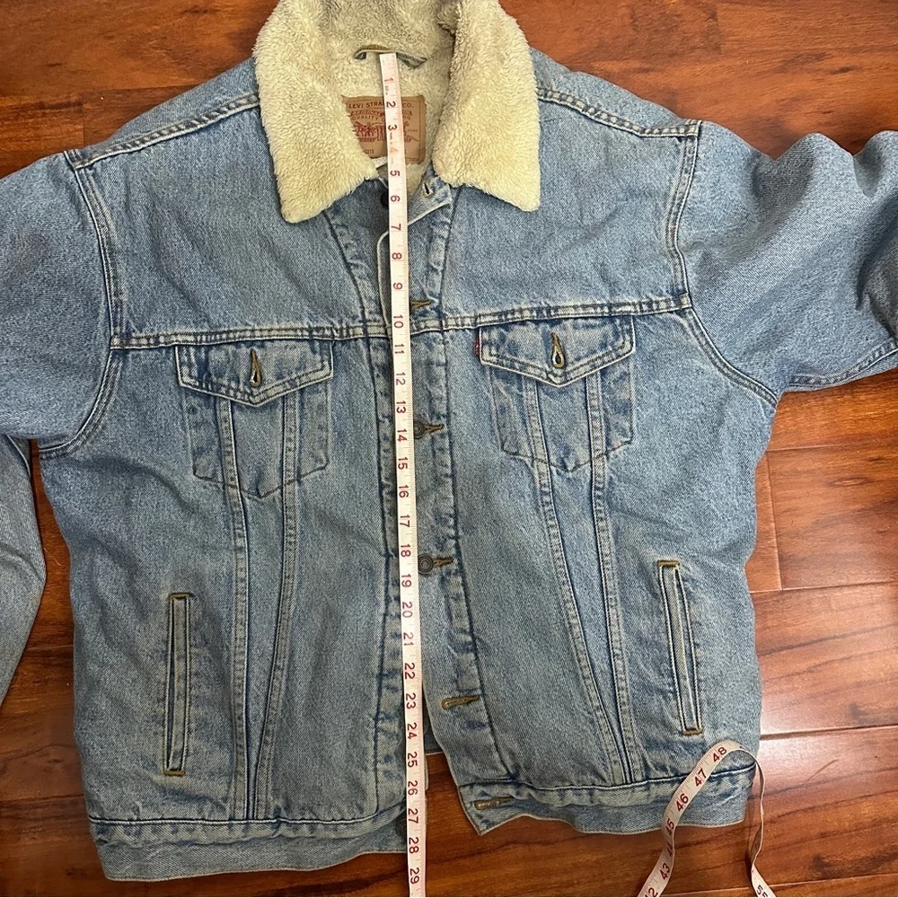 Levis Denim Sherpa Jean Jacket Relaxed Trucker Coat Vintage Size XL